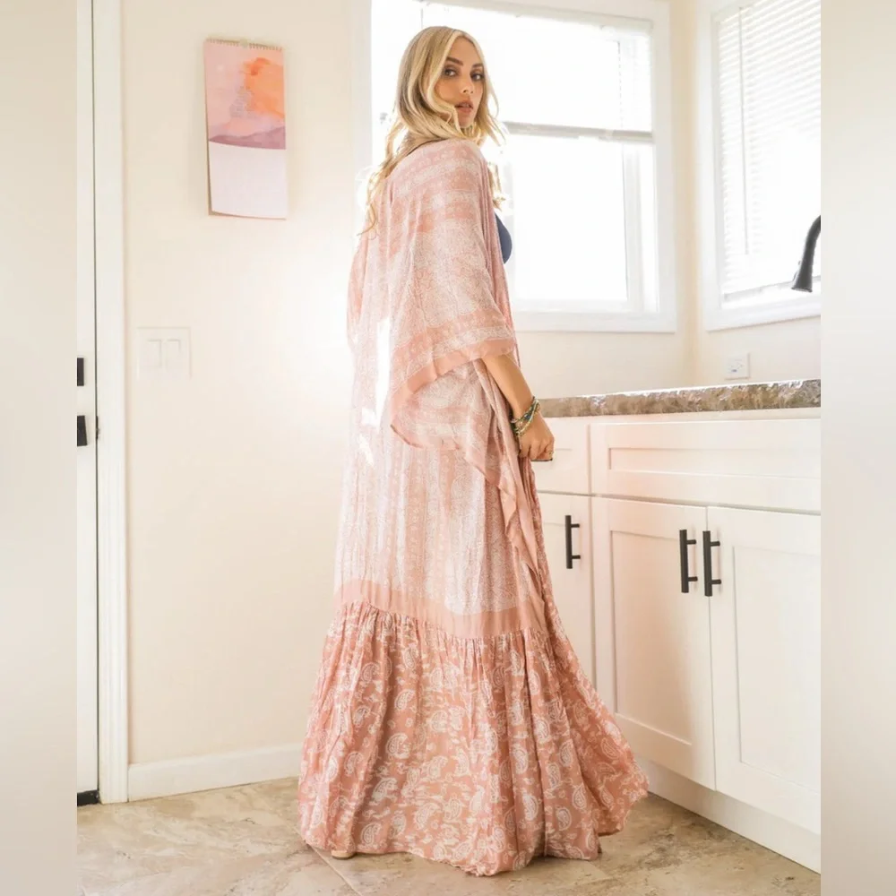 Blush Maxi Free Flow Paisley Duster Kimono - Picture 2 of 2